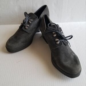 Vtg Arche France Women's Charcoal Gray NubeckLace-Up Oxfords EU Size 40 US 9